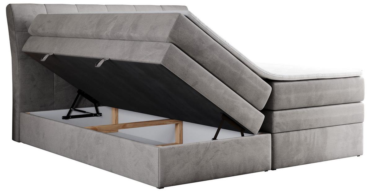 BOXSPRINGBETT GOLD-10 KING 200/200 Hellgrau Velvet - H3 - Hellgrau, Holz/Textil (200/200cm) - MKS