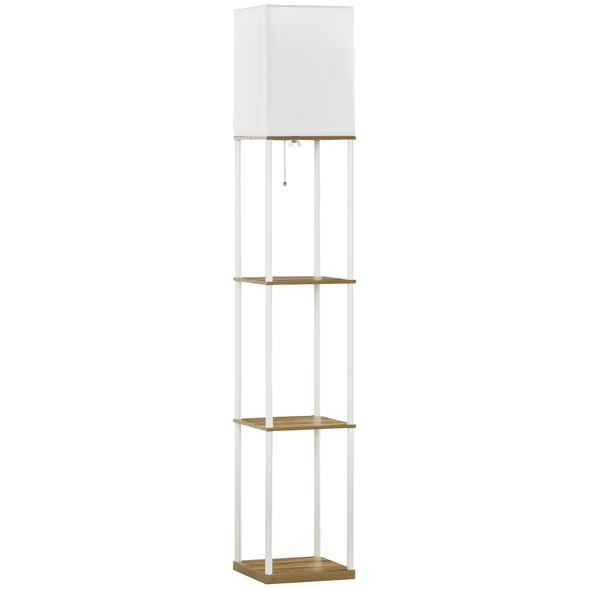 STEHLAMPE, Stehleuchte mit 3 Fächern, E27 Sockel, Weiß, exkl. Glühbirne - Weiß, Holzwerkstoff (26/26/159cm) - HOMCOM