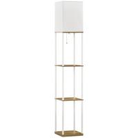 STEHLAMPE, Stehleuchte mit 3 Fächern, E27 Sockel, Weiß, exkl. Glühbirne - Weiß, Holzwerkstoff (26/26/159cm) - HOMCOM