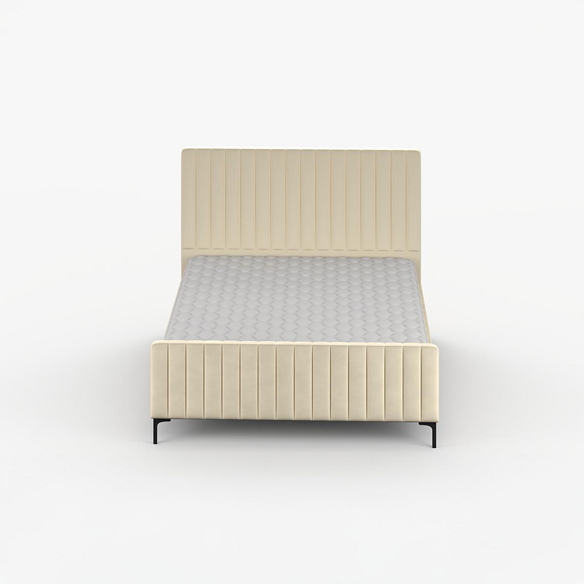 POLSTERBETT AURORA, Lattenrost, ohne Bettkasten, gepolsterte Kopfstütze 160/200 in Creme - Creme/Schwarz, Holz/Textil (160/200cm) - imoebel24