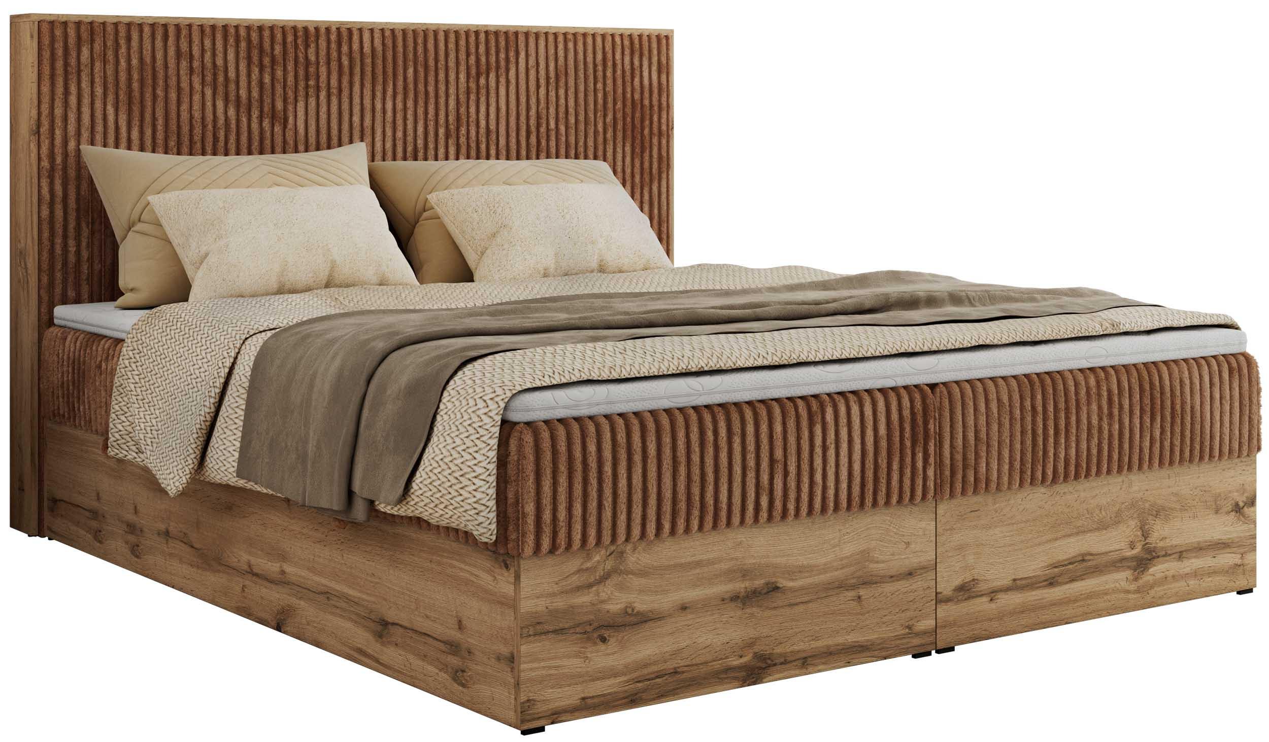 BOXBETT WOOD CLASSIC 160/200 - Orange Cord - H4 - Orange, Textil (160/200cm) - MKS