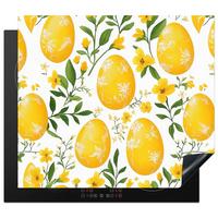 HERDABDECKPLATTE Blumen - Ostereier - Gelb Abdeckung Ceranfeld 58.3x51.3 cm - Gelb, Kunststoff (58.3/51.3/0.2cm) - MuchoWow