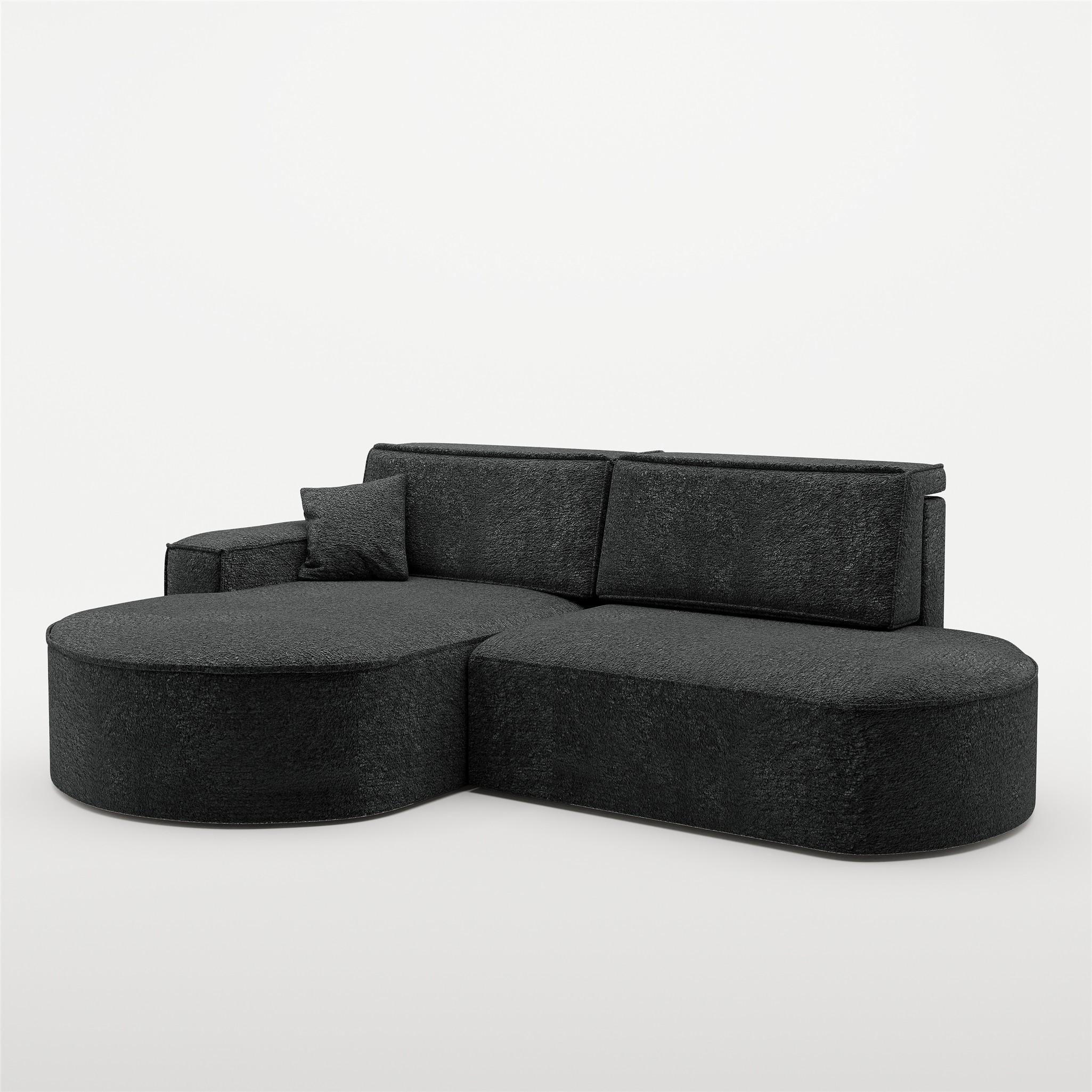 ECKSOFA Venedig Mit Schlaffunktion - Schwarz, Holzwerkstoff/Textil (278/179cm) - Fun Möbel