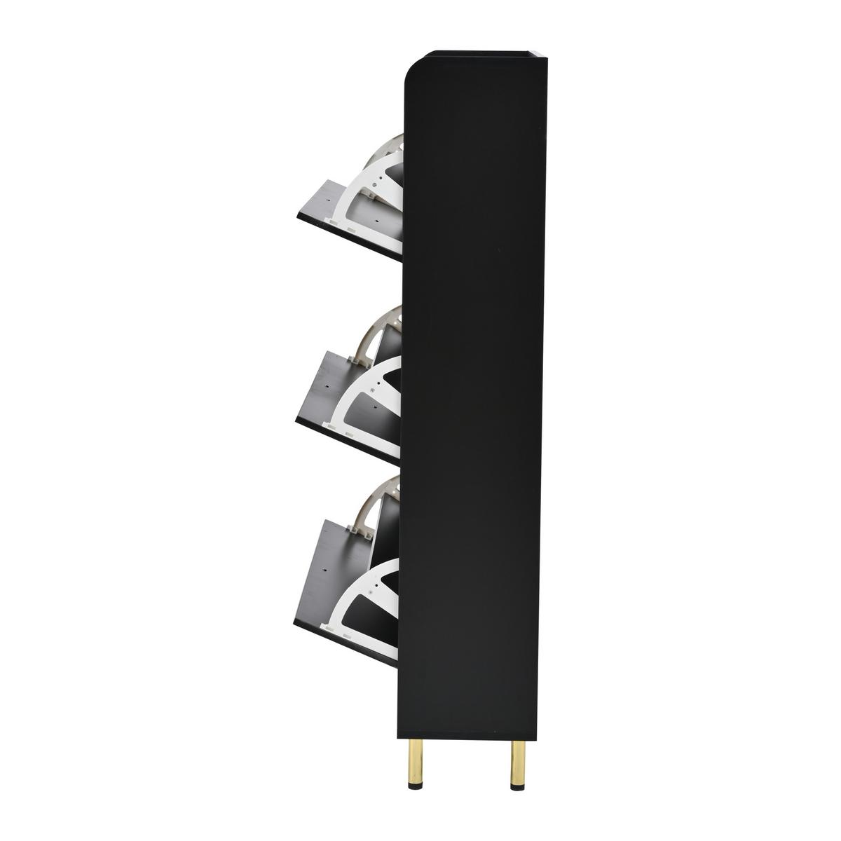SCHUHSCHRANK schwarz schmal klappfächer - Schwarz, Holzwerkstoff (80/123.5/23.5cm) - Urban Meuble