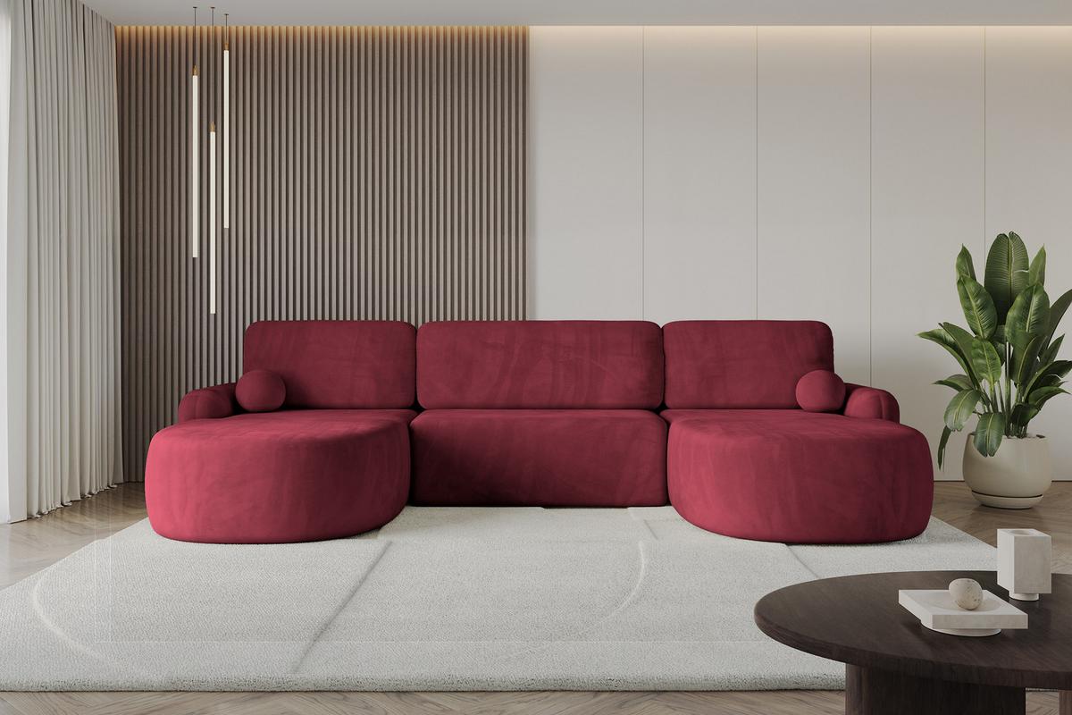 WOHNLANDSCHAFT mit Schlaffunktion und Bettkasten LIRA-U - 335x172x89 Bordeauxrot - Bordeaux, Holzwerkstoff/Textil (335/89/172cm) - ALTDECOR