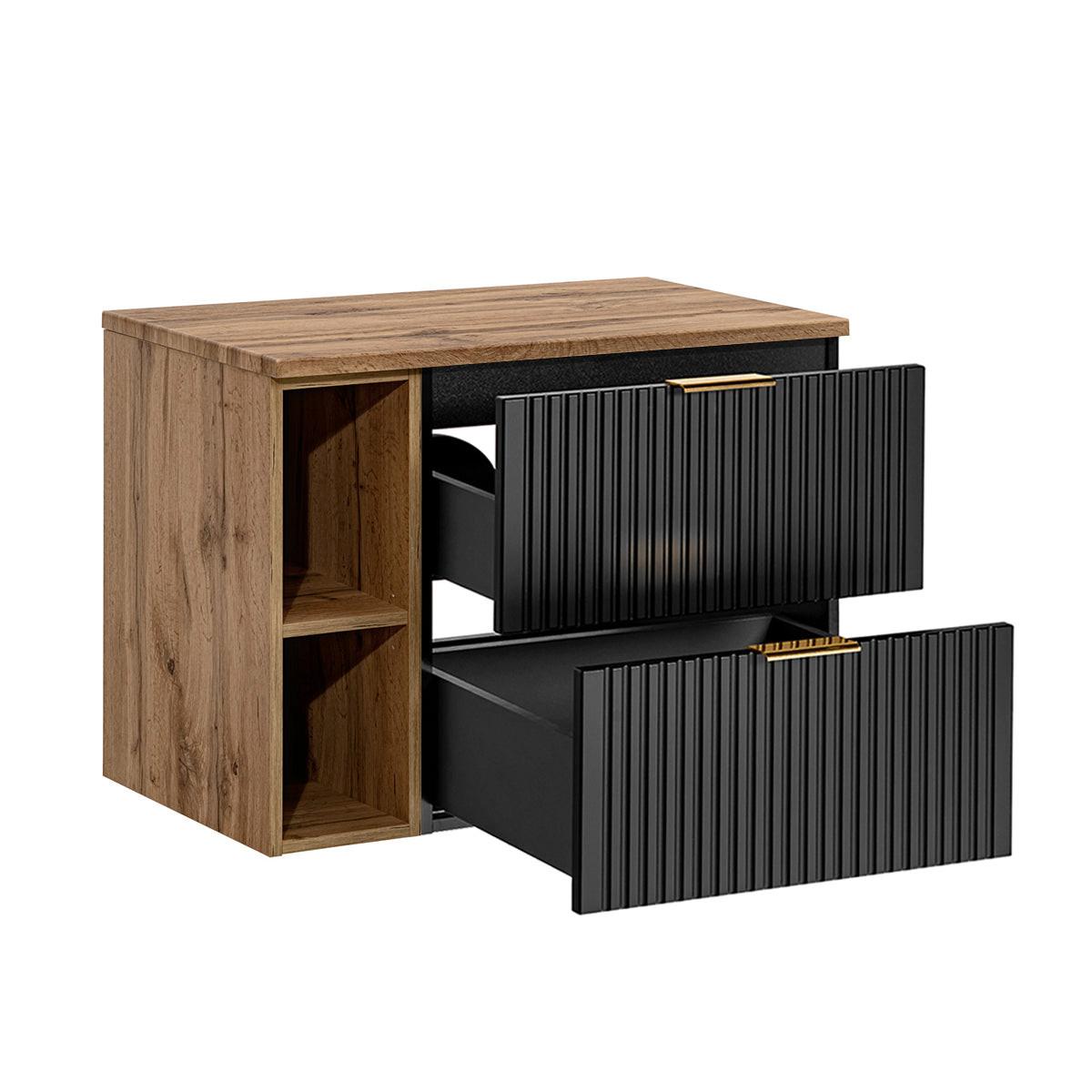 WASCHTISCHUNTERSCHRANK 80.6cm Adriel Schwarz und Holz - Schwarz, Holzwerkstoff (80.6/59/46cm) - Petits-meubles