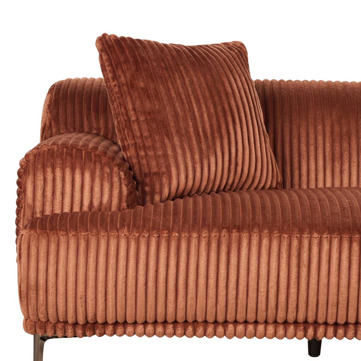 ECKSOFA Cord Braun rechtsseitig Stenum - Messingfarben/Braun, Textil (242/168cm) - Beliani
