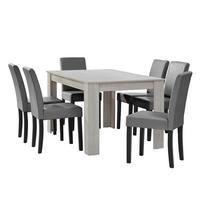TISCHGRUPPE Forssa - Eichefarben/Hellgrau, Holz/Holzwerkstoff (140/77/90cm) - [en.casa]