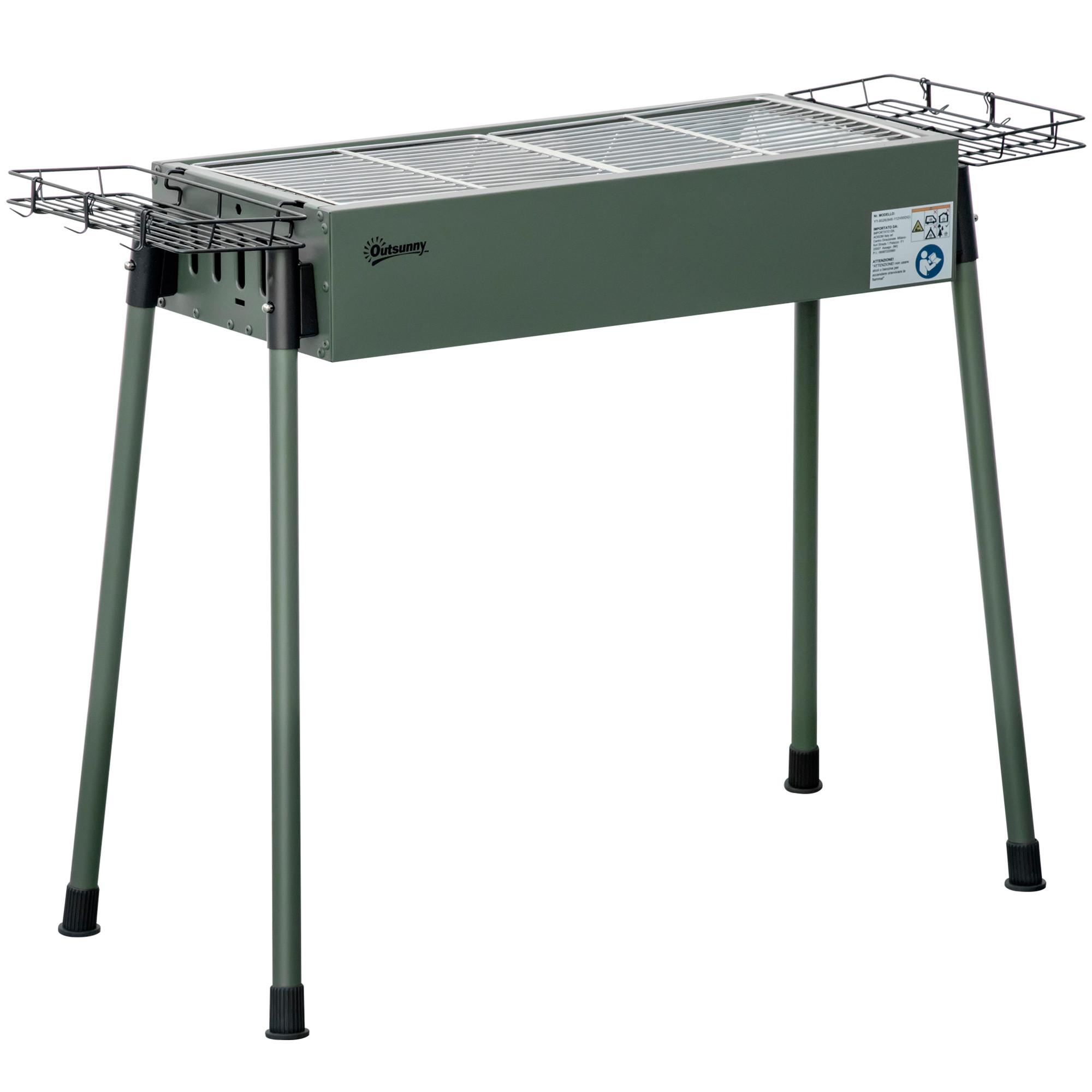 HOLZKOHLEGRILL - Grün, Metall (39/70/94cm) - Outsunny