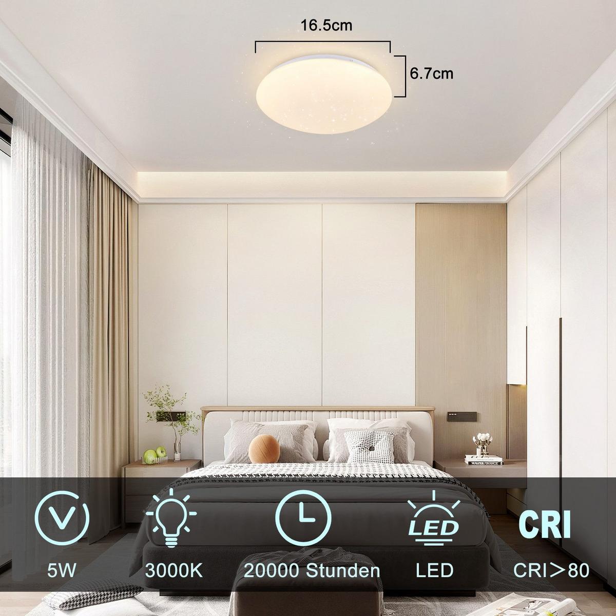LED-2 DECKENLEUCHTE brot 3000K - Warmlicht 17/17/7 cm - Weiß, Metall (17/17/7cm) - Nettlife