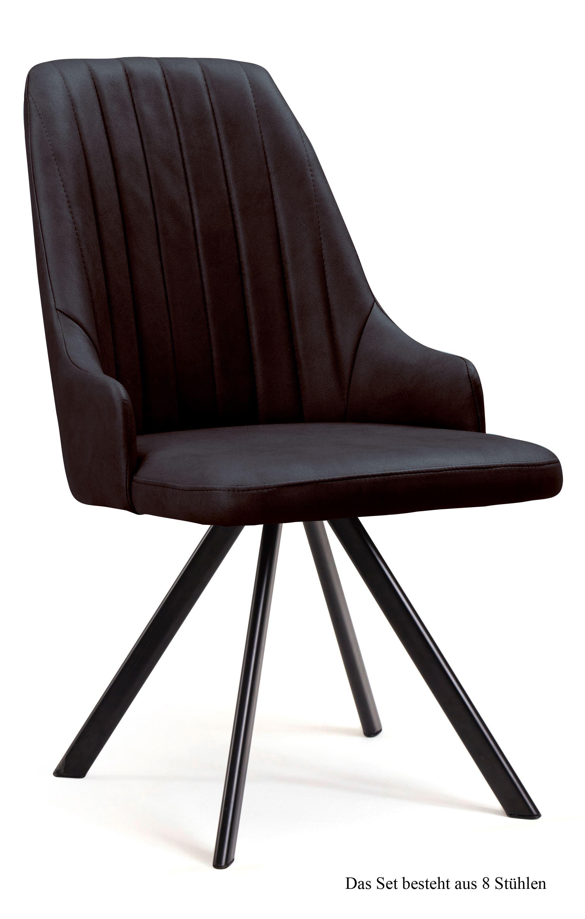 ESSZIMMERSTUHL (8er-Set) Deina 52x91x60 Schwarz/Espresso - Dunkelbraun/Schwarz, Kunststoff (60/91/52cm) - 58aufmkessel