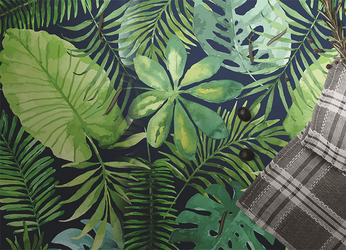 VINYL TEPPICH 100x150 cm Tropische Blätter - Grün, Kunststoff (100/150cm) - TULUP