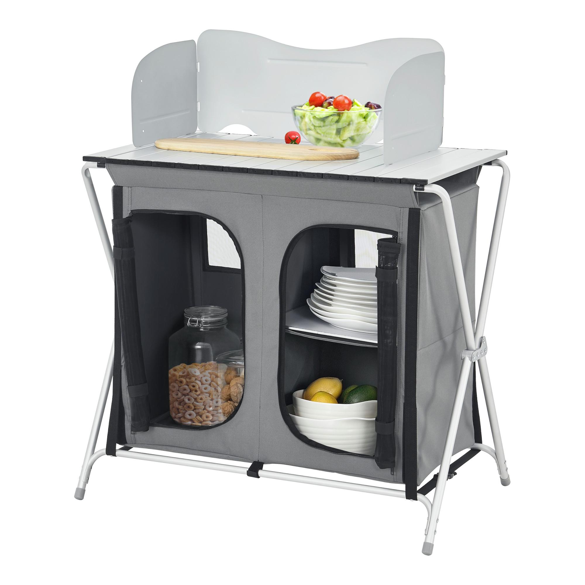 CAMPINGSCHRANK Tullinge - Grau, Textil/Metall (50.5/80/104.5cm) - [en.casa]