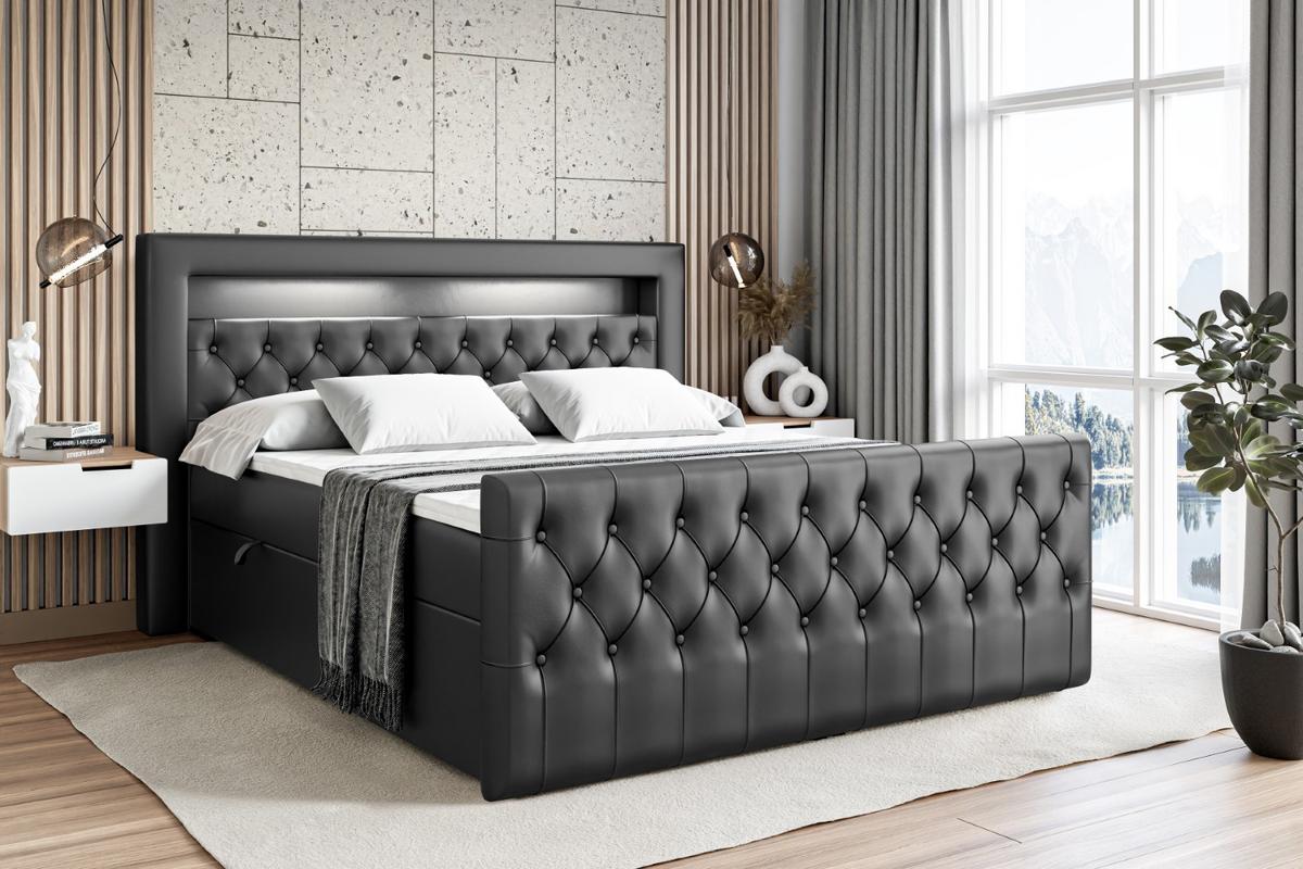 BOXBETT AURORA - 120x200 - H3 - Schwarz Hochglanz - Schwarz Hochglanz, Holzwerkstoff (120/200cm) - ALTDECOR