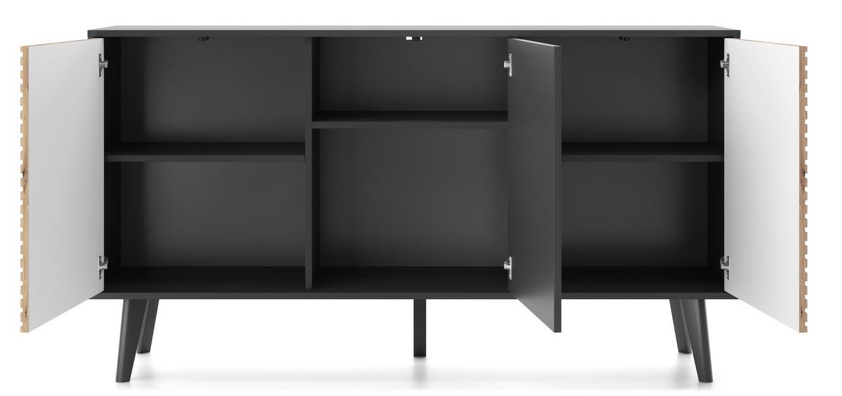 KOMMODE CONE K154 - Eichefarben/Schwarz, Holzwerkstoff (154/83/39cm) - Lookway