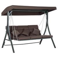 HOLLYWOODSCHAUKEL 3-Sitzer Gartenschaukel Verstellbares Dach Texteline Braun - Braun, Metall (118/168/198cm) - Outsunny