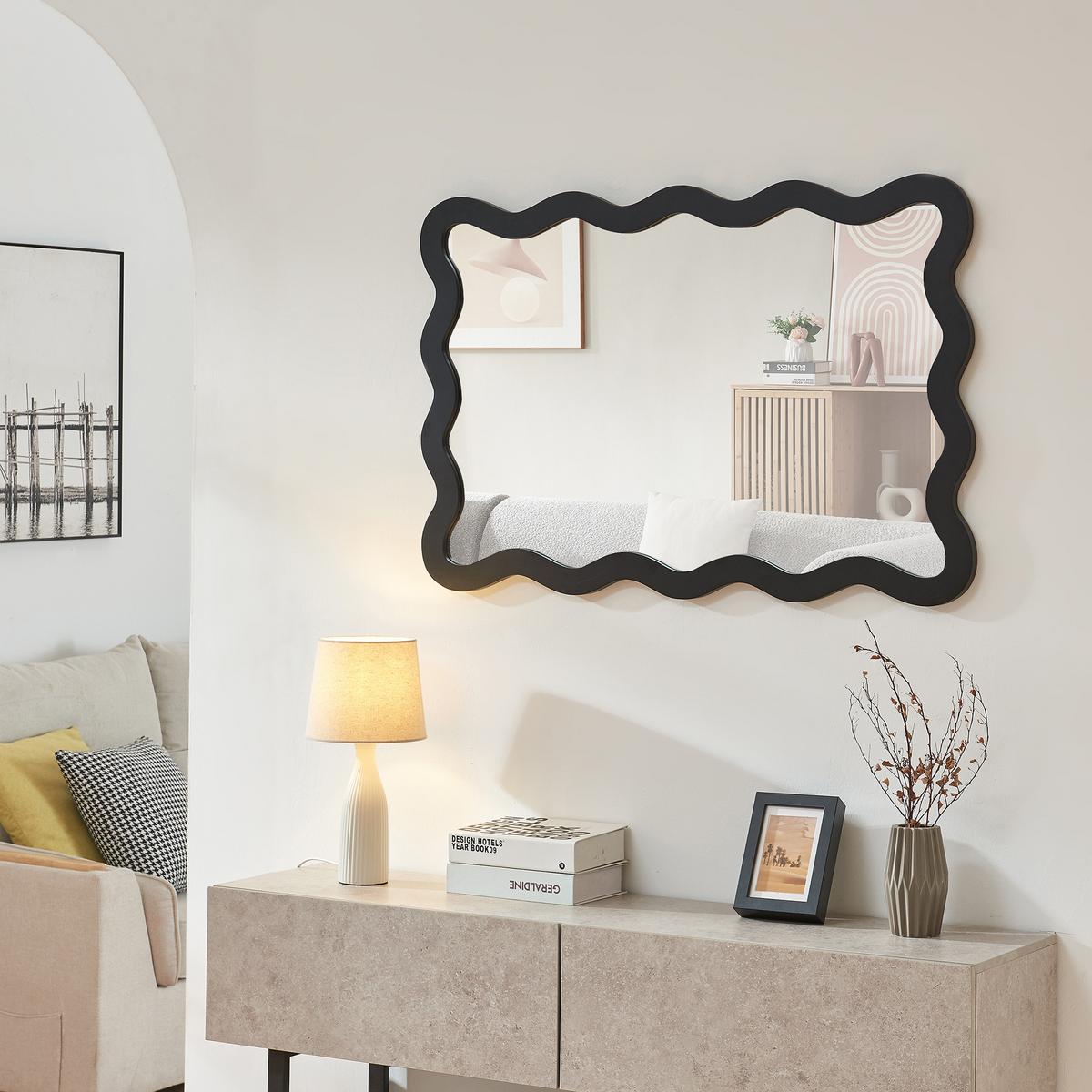 WANDSPIEGEL Koster - Schwarz, Glas/Holzwerkstoff (60/90/60cm) - [en.casa]