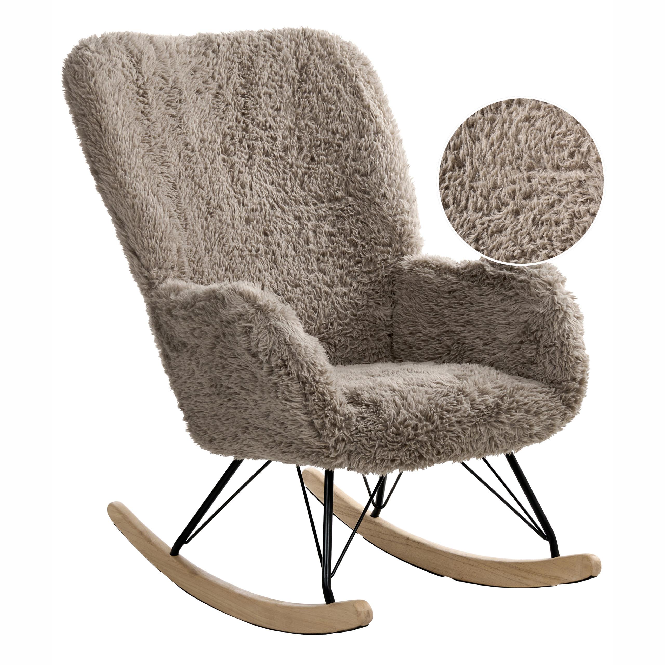 SCHAUKELSESSEL Webpelz Taupe Akra - Hellbraun, Textil (66/104/98cm) - Beliani