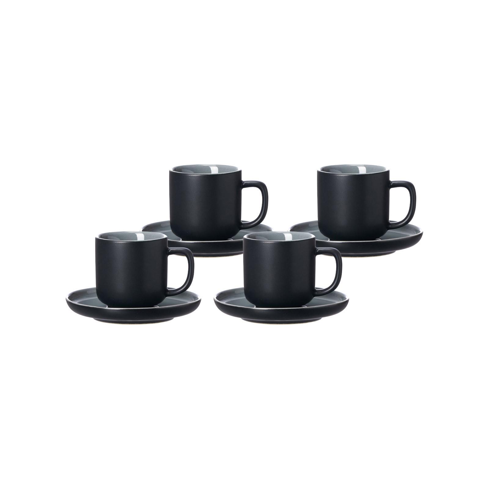 ESPRESSOTASSEN MIT UNTERTASSEN Jasper Schwarz 100 ml 4er Set - Schwarz, Keramik (2/2/2cm) - Ritzenhoff Breker