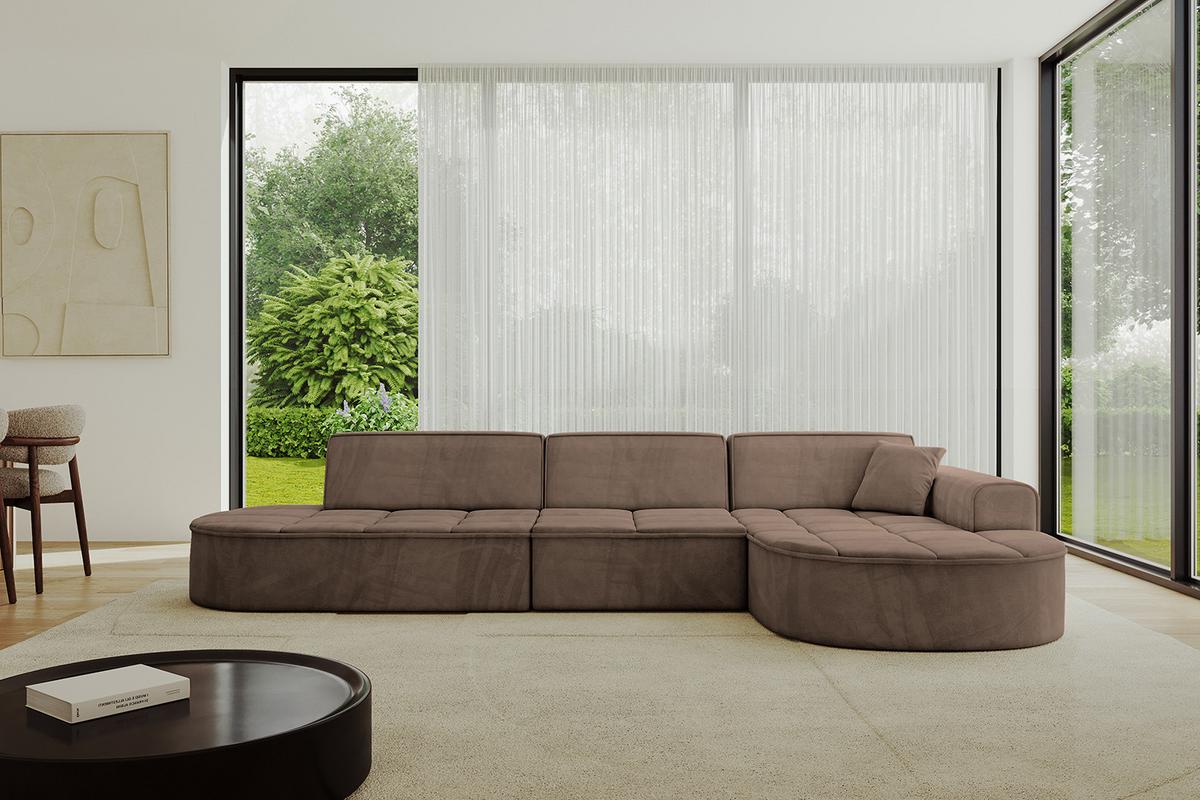 ECKSOFA Ottomane Rechts TARO-L2 - 328x171x79,5 cm Braun - Braun, Holzwerkstoff/Textil (328/171cm) - ALTDECOR