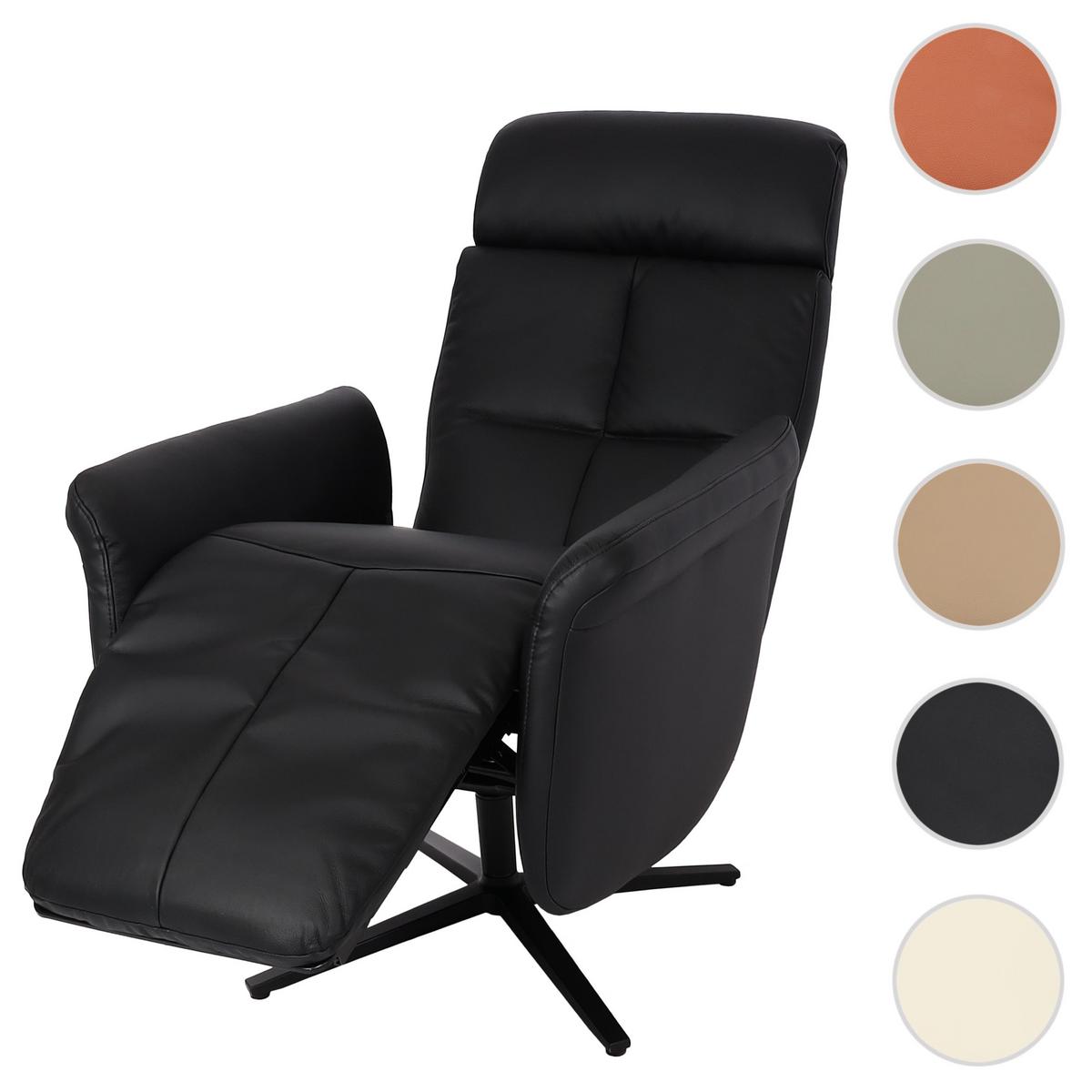 RELAXSESSEL Schwarz - Schwarz, Leder (76/110/153cm) - MCW