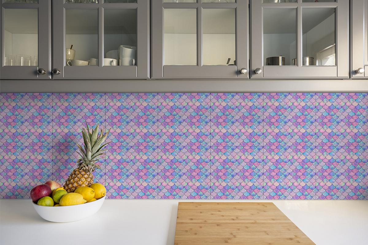 SELBSTKLEBENDE Wandfliesen 9 Stück 30x30 cm - Bunte Fischschuppen - Multicolor, Textil (30/1.6/30cm) - TULUP