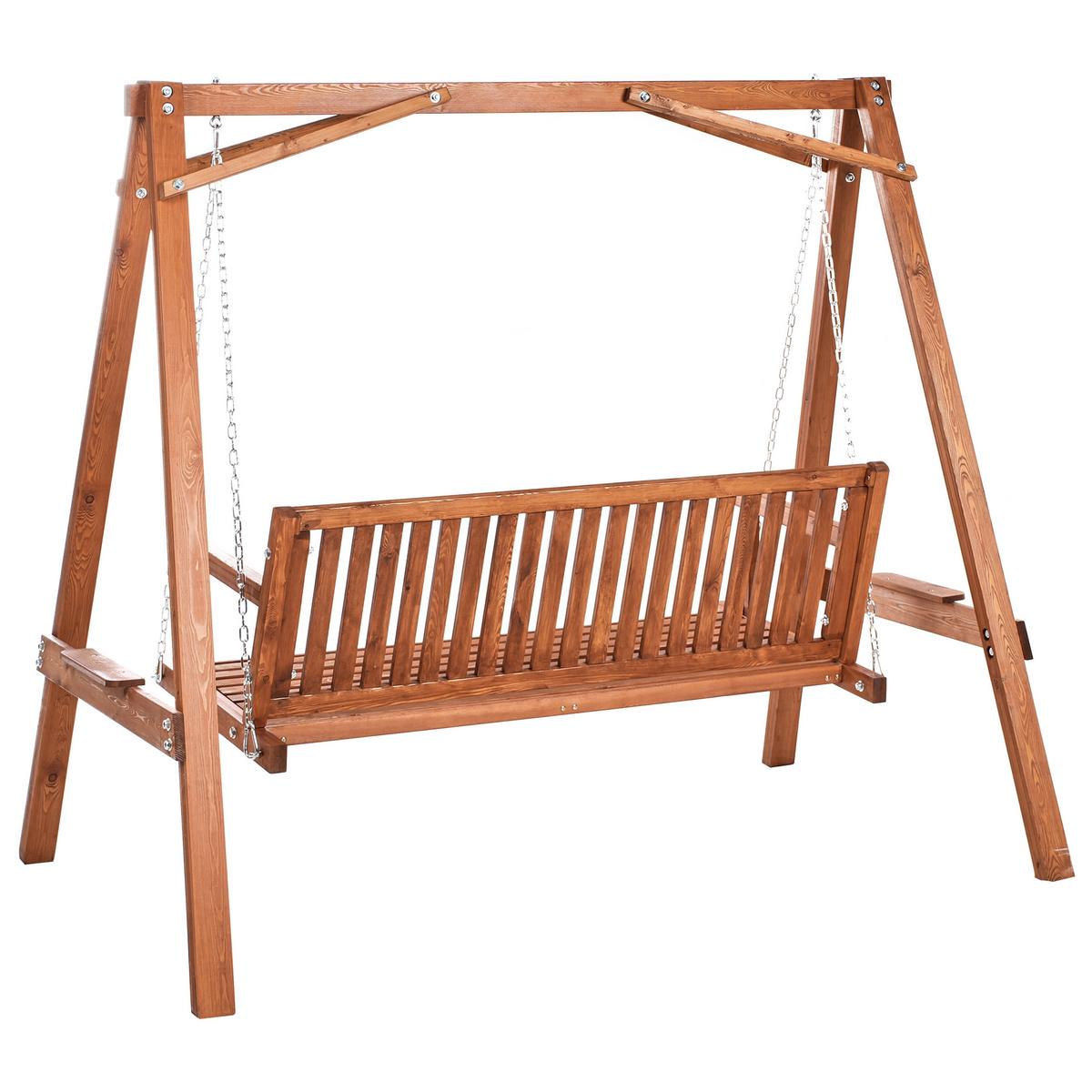 HOLLYWOODSCHAUKEL Braun Ficarella - Braun, Holz (203/186/132cm) - Beliani