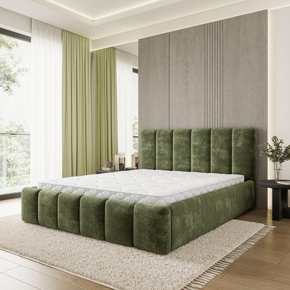 POLSTERBETT ATTORA LM 160x200 cm mit Bettkästen - Grün - Grün, Holz (160/200cm) - MASSENO