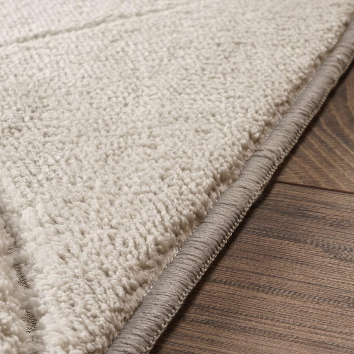 KURZFLORTEPPICH Waschbar, mit Rauten-Struktur, Creme, 60 x 100 cm - Beige, Textil (100/60cm) - KADIMA DESIGN