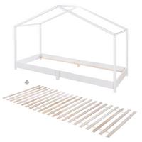 HAUSBETT 90 x 200 cm Bodentief inkl. Latterost weiß - Weiß, Holzwerkstoff (90/200cm) - Roba