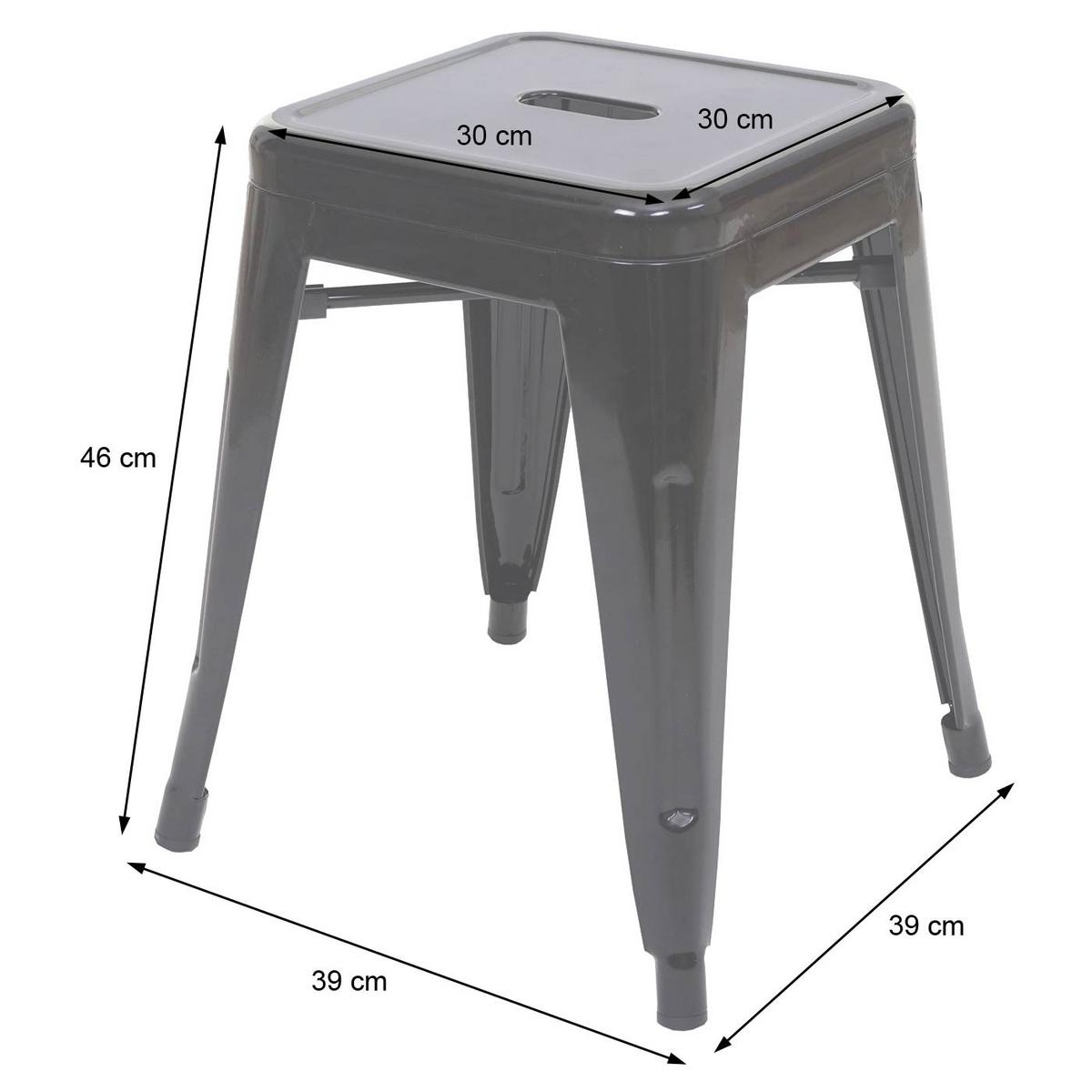 HOCKER Grau 2er-Set - Grau, Metall (39/46/39cm) - MCW