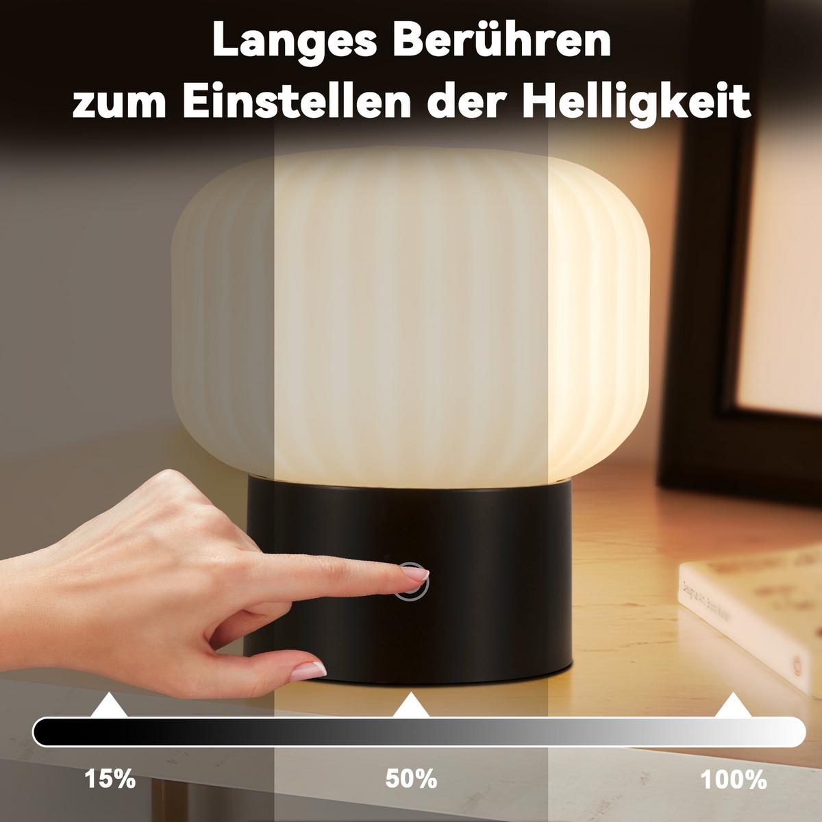LED TISCHLAMPE Glowvyn 16/15.5/8.7 cm - Weiß, Glas (16/15.5/8.7cm) - ZMH