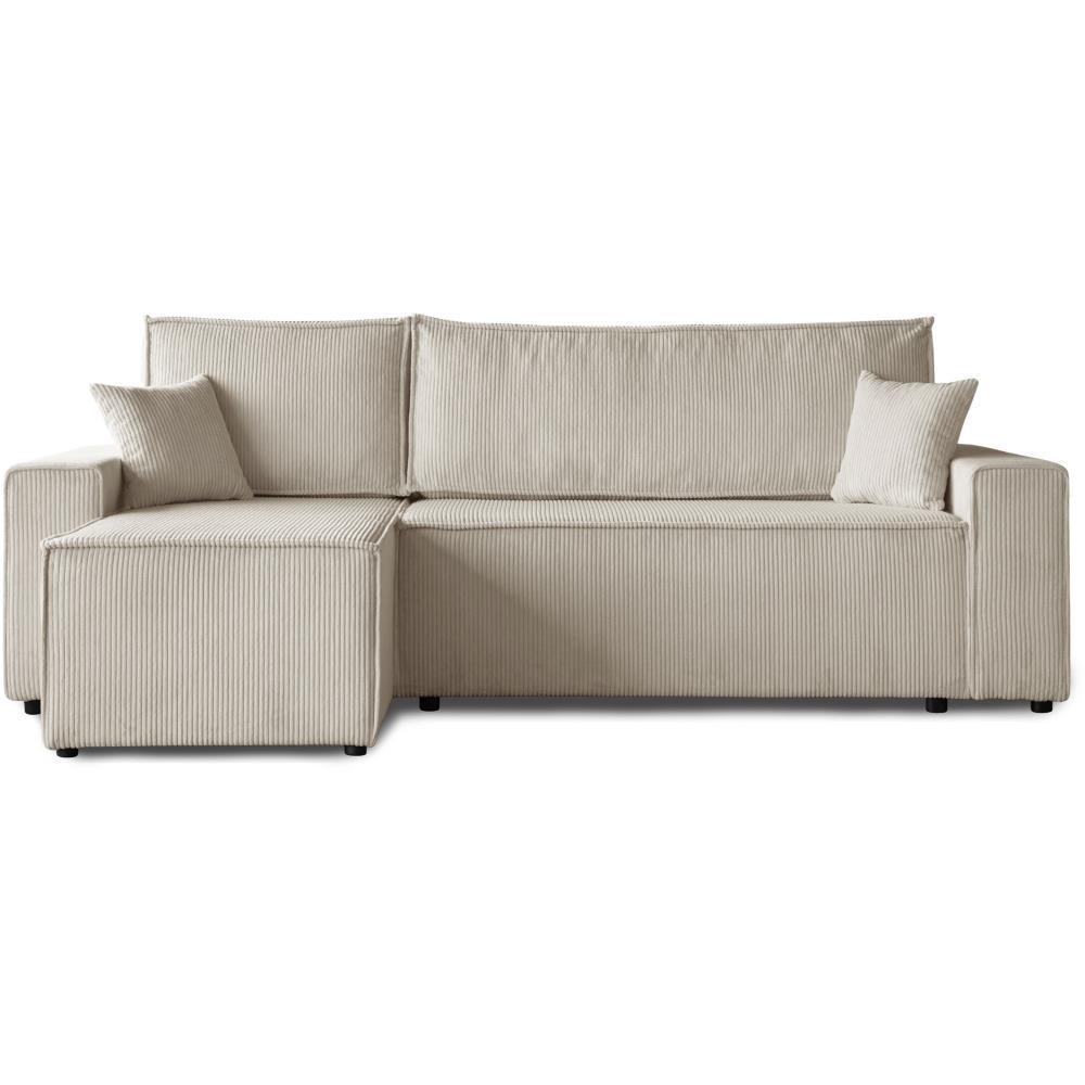 ECKSCHLAFSOFA mit Schlaffunktion Hektor, 247 cm, Ottomane 70 cm, beige - Beige/Schwarz, Kunststoff/Textil (247/152cm) - Beautysofa