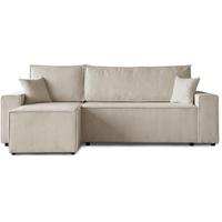 ECKSCHLAFSOFA mit Schlaffunktion Hektor, 247 cm, Ottomane 70 cm, beige - Beige/Schwarz, Kunststoff/Textil (247/152cm) - Beautysofa