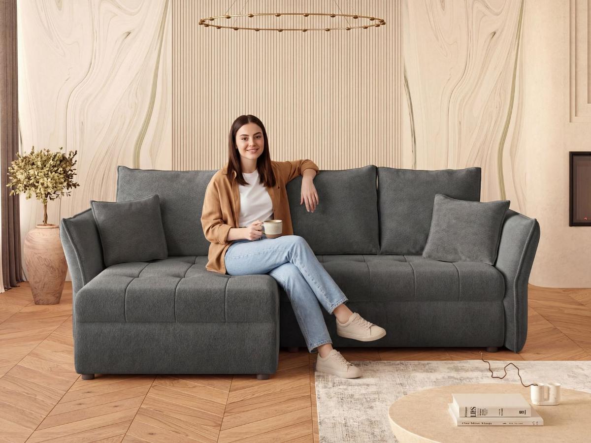 ECKSOFA Lino Dunkelgrau - Dunkelgrau/Schwarz, Holz/Kunststoff (270/172cm) - Graingold