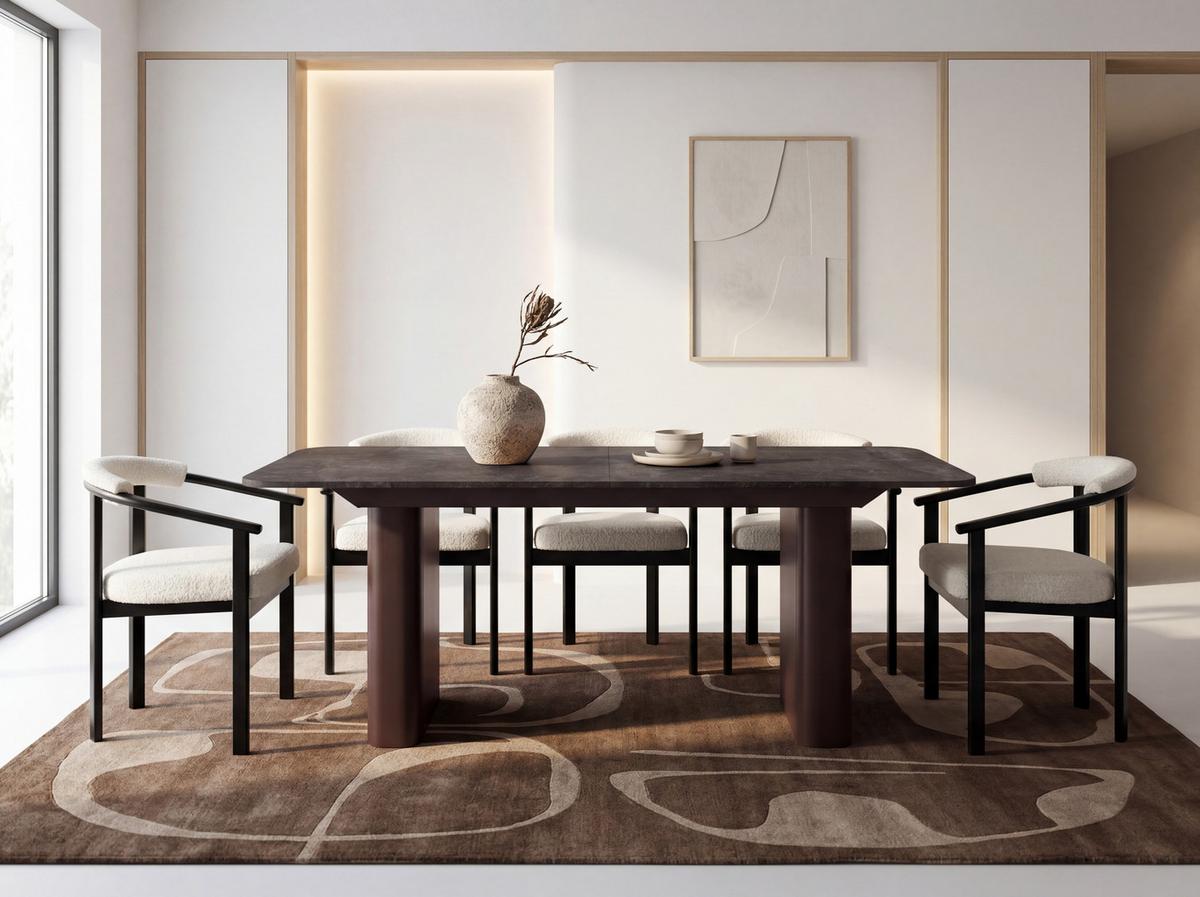 ESSTISCH Riven rechteckig ausziehbar verlängerbar mit Butterfly-Auszug, Beton Dunkelgrau 180-276/90/76 cm - Dunkelgrau/Braun, Holzwerkstoff/Metall (90/276/76cm) - WFL GROUP