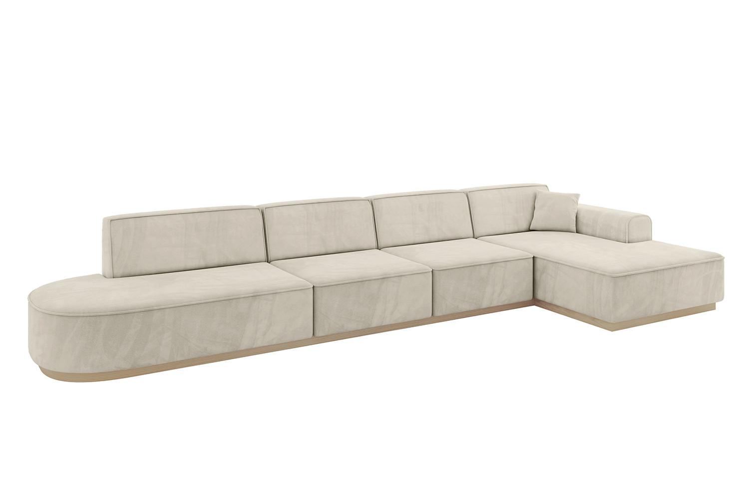 ECKSOFA Ottomane Rechts IREA-L3 - 413x171x83 cm Dunkelgrau - Ecru, Holzwerkstoff/Textil (171/413cm) - ALTDECOR