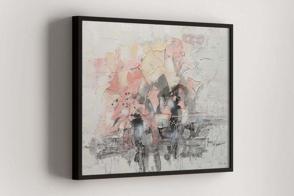 ACRYLBILD HANDGEMALT 104/78 cm - Pink/Weiß, Holz/Textil (104/78cm) - KUNSTLOFT