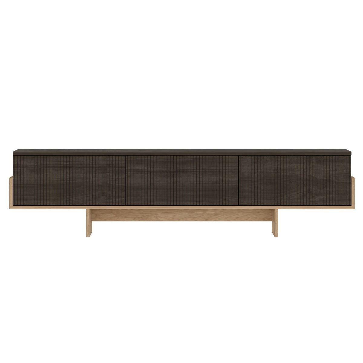 TV-MÖBEL mit 3 abklappbaren Türen gestreift 30/180/44,6 cm - Eichefarben, Holzwerkstoff (30/44.6/35cm) - Calicosy
