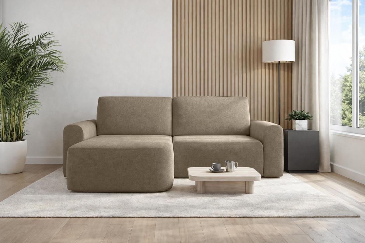 ECKSOFA L Form Otterton Braun 250/180/95 cm Links mit Schlaffunktion - Schwarz/Braun, Kunststoff/Textil (180/250cm) - AX Living
