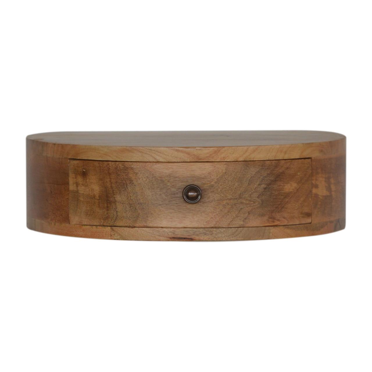 NACHTTISCH Wandmontage, Rund, 1 Schublade, Braun - Messingfarben/Braun, Holz/Metall (40/11/31cm) - Artisan Furniture