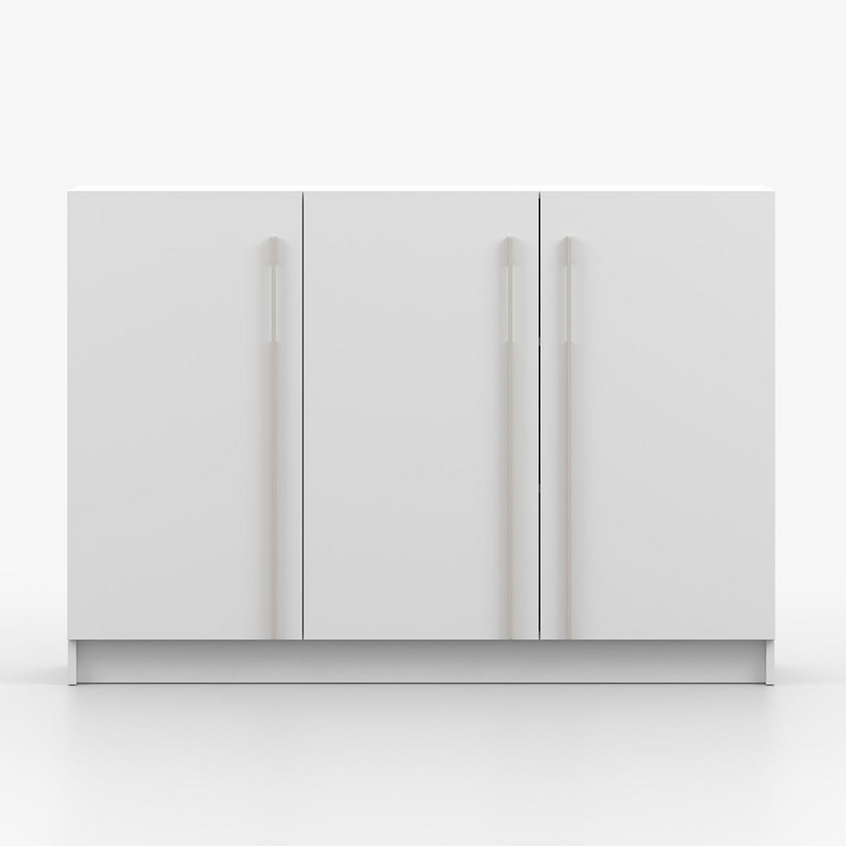 KOMMODE ROSA 3D, 134 cm, 134/94/43 cm, 3-türig, weiß - Kaschmir/Weiß, Holzwerkstoff (134/94/43cm) - imoebel24