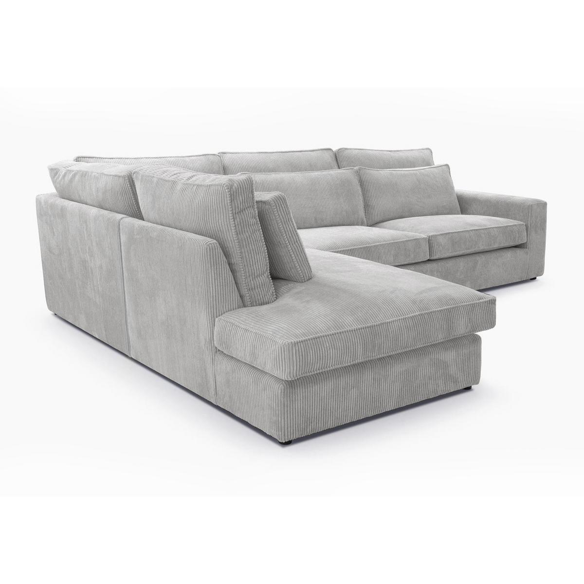 ECKSOFA Parma ohne Schlaffunktion, Cord-Stoff, Graubeige, Links - Hellgrau/Schwarz, Textil (314/224cm) - Beautysofa
