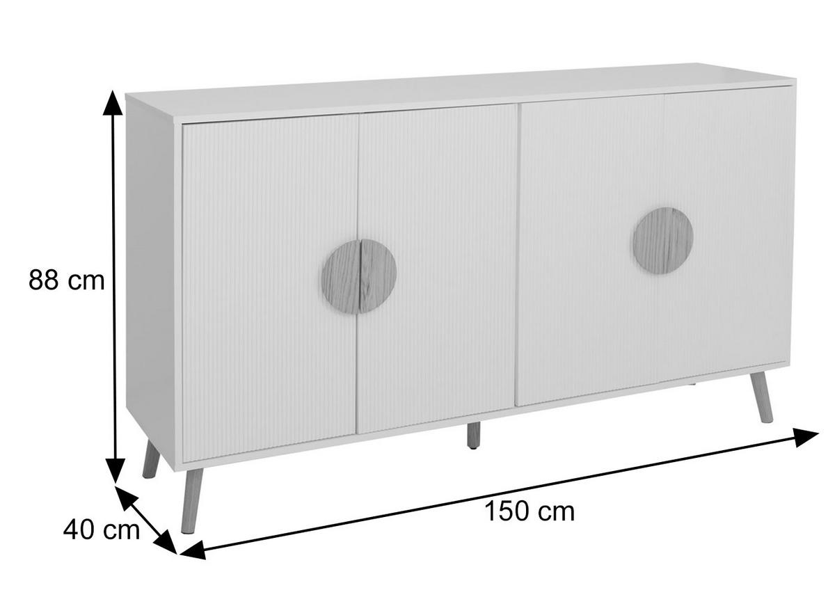 SIDEBOARD Weiß - Weiß, Holz (150/88/40cm) - MCW