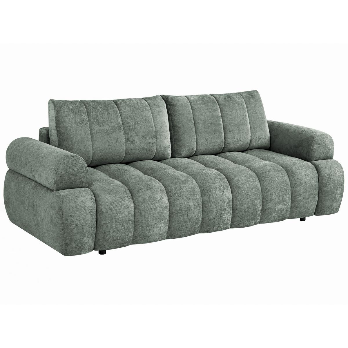 SCHLAFSOFA Mavi 3-Sitzer mit Schlaffunktion, Bettsofa Schlafcouch 195x145 cm, Grün - Grün, Textil (255/100/110cm) - Beautysofa