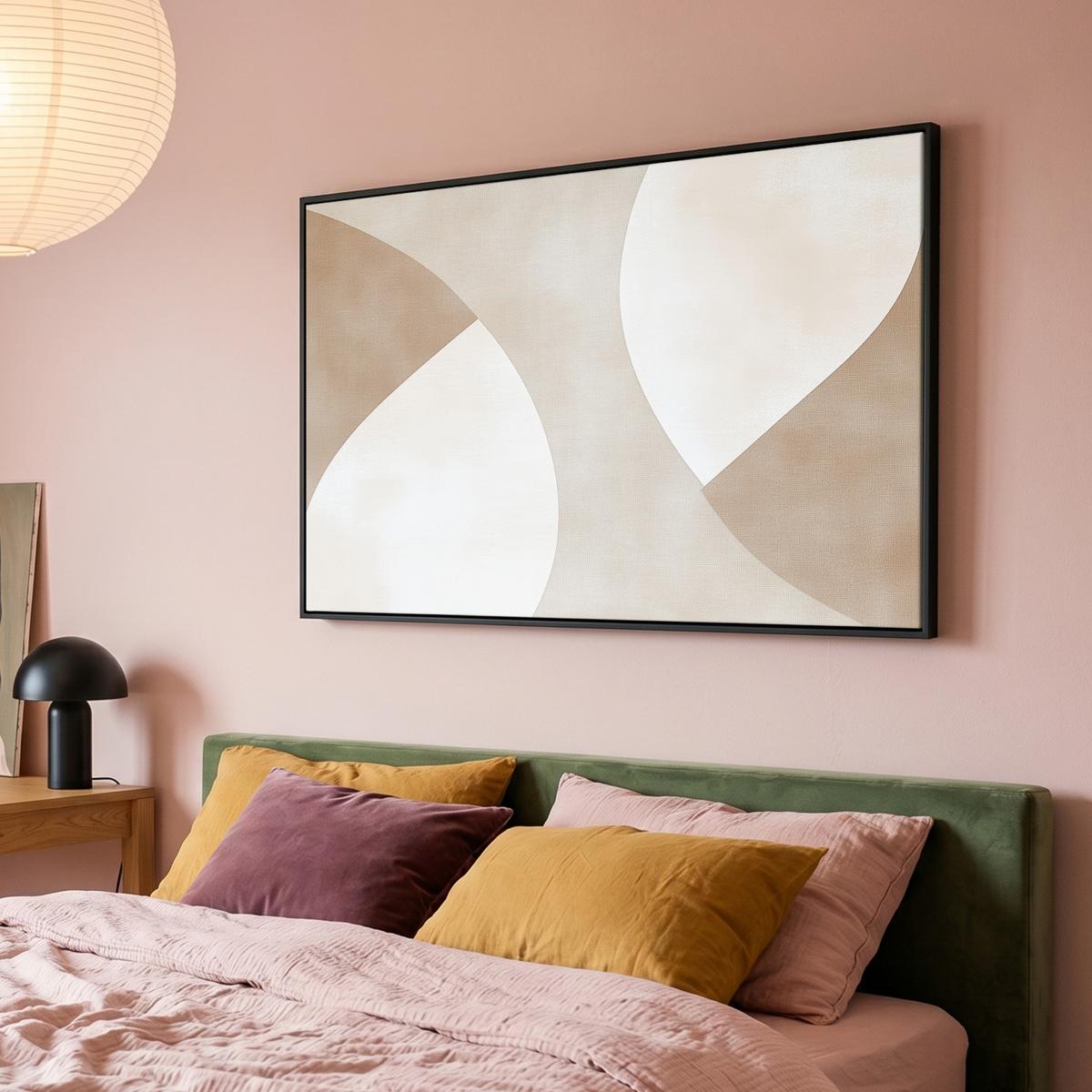 LEINWAND Bilder mit Rahmen - Braun - Japandi - Abstrakt - 150x100 - Sandfarben, Textil (150/100cm) - MuchoWow