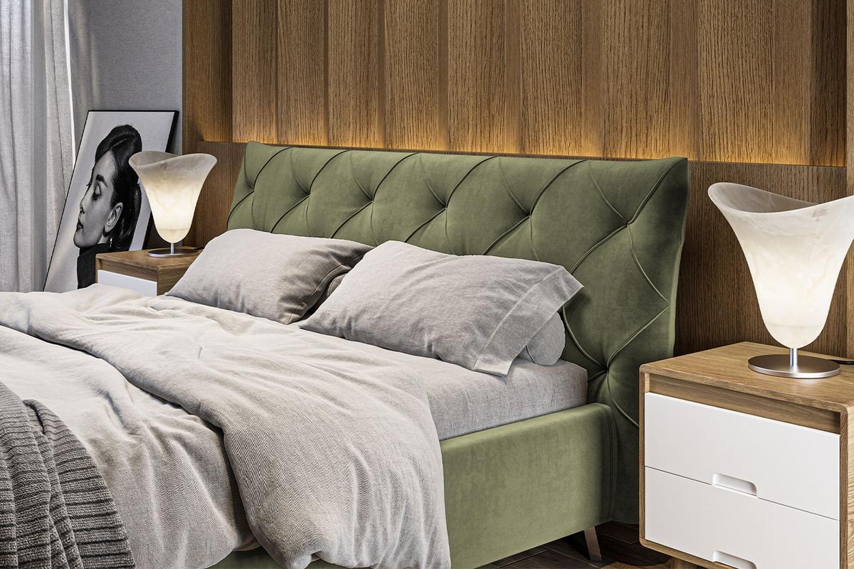 POLSTERBETT ANNY Grün Velvet - Olivgrün/Grün, Textil (200/200cm) - KAWOLA