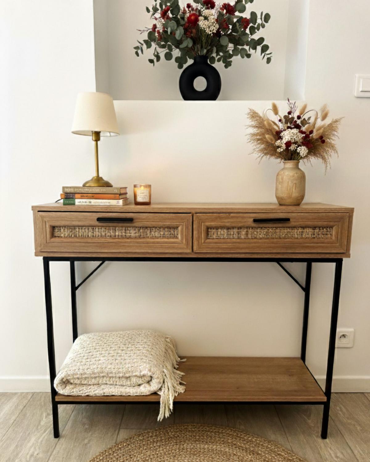 KONSOLENTISCH Heller Holzfarbton Pasco - Hellbraun, Holzwerkstoff (29/100/81cm) - Beliani