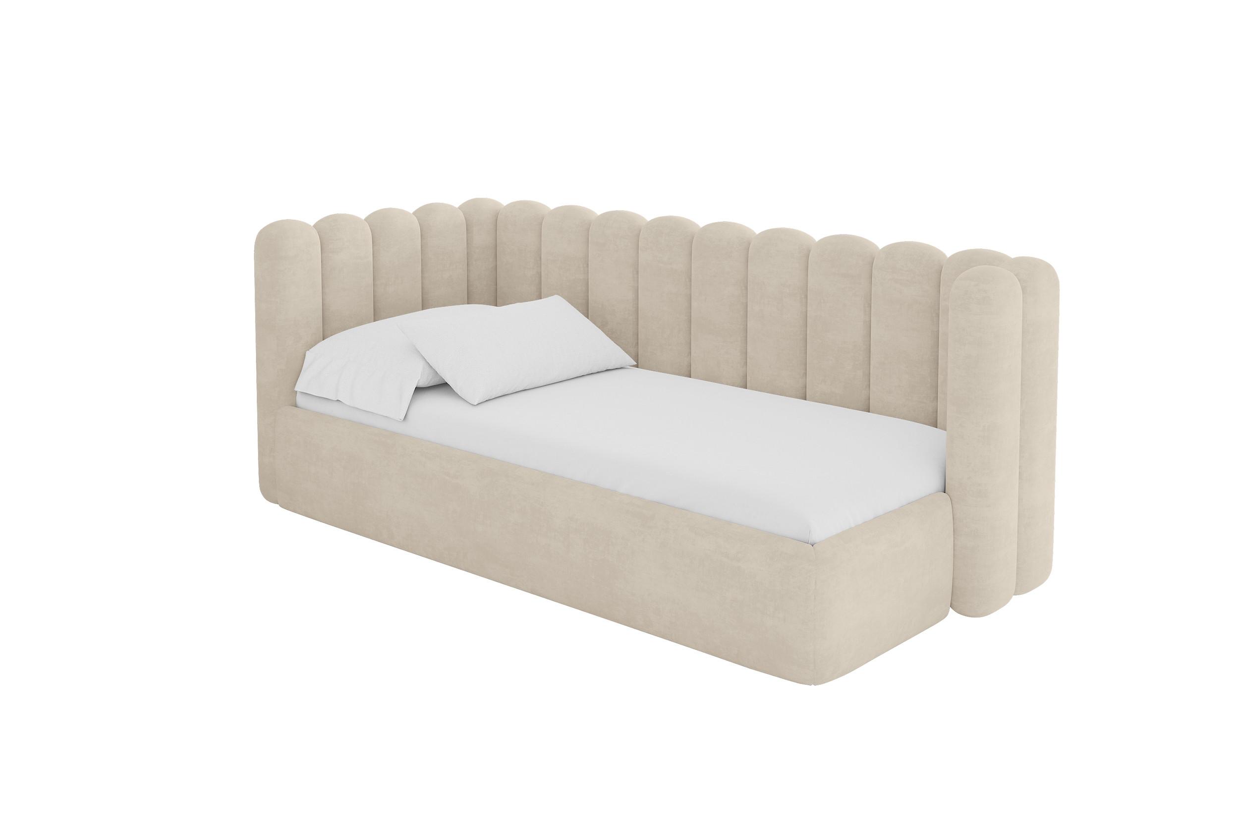 EINZELLBETT Jugendbett mit Bettkasten und Matratze H3/H4, Rechts - HUGY 100x200 Beige - Beige, Holzwerkstoff/Textil (100/200cm) - ALTDECOR