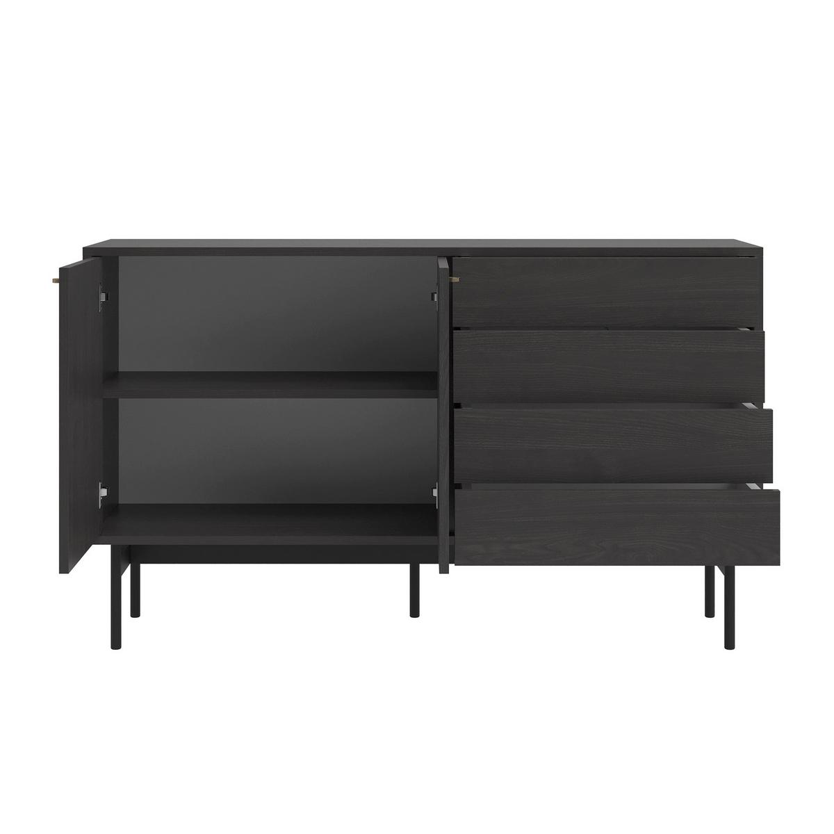 SIDEBOARD Olar II PORTLAND ESCHE SCHWARZ 154 CM - Goldfarben/Schwarz, Holzwerkstoff/Metall (154/92.5/38cm) - Selsey